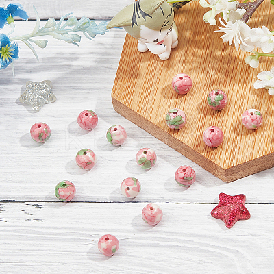 Synthetic Ocean White Jade(Rain Flower Stone) Beads Strands G-AR0003-20-1