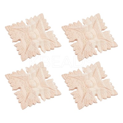 Natural Solid Wood Carved Onlay Applique Craft WOOD-WH0101-55-1