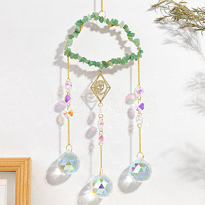Natural Aventurine Copper Wire Wrapped Cloud Hanging Ornaments PW-WG49920-02-1