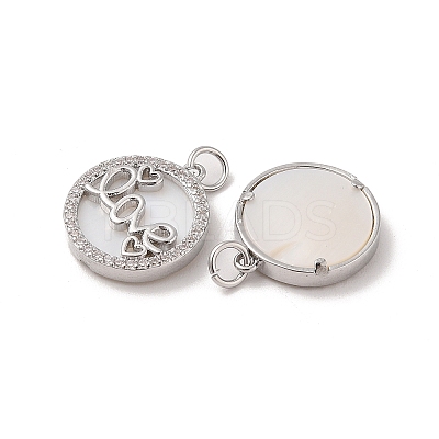 Brass Pendants Pave Shell KK-L208-75P-1