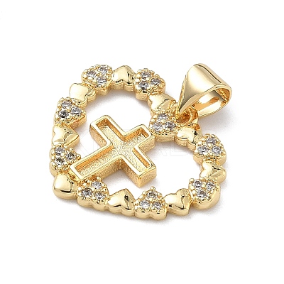 Brass Micro Pave Cubic Zirconia Pendants KK-Z143-09G-01-1