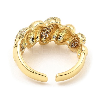 Brass Micro Pave Clear Cubic Zirconia Open Cuff Rings RJEW-M152-03G-1