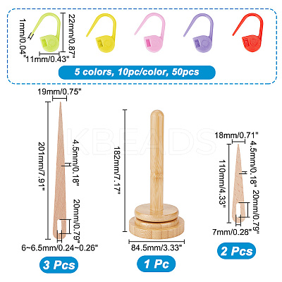 1 Set Wooden Big Eye Knitting Needles DIY-NB0009-58-1