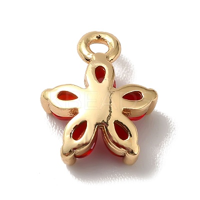 Brass Cubic Zirconia Flower Charms KK-O141-01G-07-1