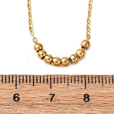 304 Stainless Steel Round Ball Beads Pendant Necklaces for Women NJEW-K255-50G-1