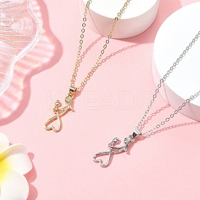 2Pcs 2 Colors Mom Daughter Hand in Hand Family Heart Alloy Pendant Necklaces NJEW-FS0001-10B-1