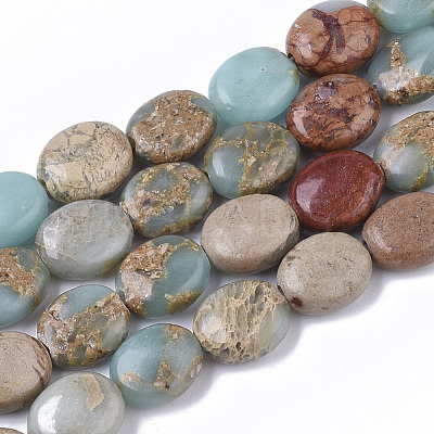Natural Aqua Terra Jasper Beads Strands G-S366-015A-1