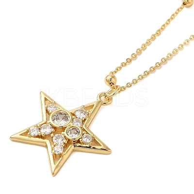 Real 18K Gold Plated Brass Micro Pave Clear Cubic Zirconia Pendant Necklaces for Women NJEW-K381-03C-C-1