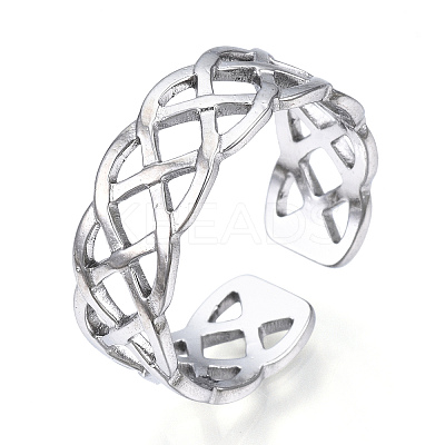 Non-Tarnish 304 Stainless Steel Wire Wrap Open Cuff Ring LS-RJEW-N040-35-1