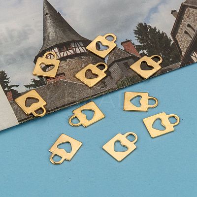 Padlock Ion Plating(IP) 304 Stainless Steel Charms X-STAS-L159-13G-1