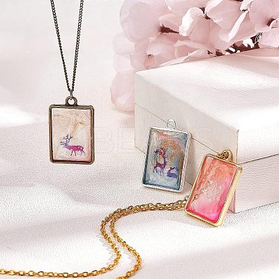 Matte Style Rack Plating Alloy Open Back Bezel Pendants PALLOY-OC0001-07-1