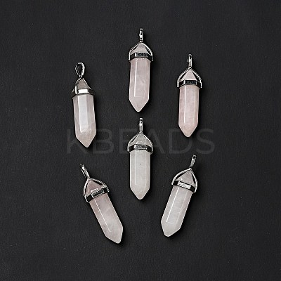 Natural Rose Quartz Double Terminated Pointed Pendants G-D415-12-1
