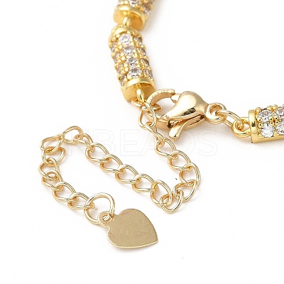 Clear Cubic Zirconia Column Link Chain Bracelet BJEW-E073-01G-1