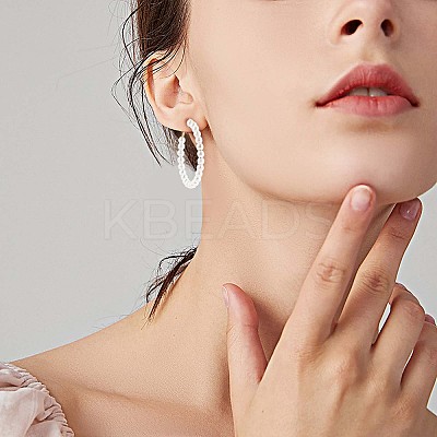 Shell Pearl Beaded Big Hoop Earrings JE989A-1