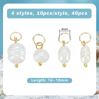 40Pcs 4 Styles Natural Cultured Freshwater Pearl Pendants PALLOY-PH01713-1
