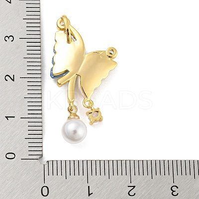 Brass with Cubic Zirconia and Plastic Pendants KK-Z032-01C-G-1