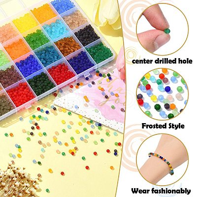 3600Pcs 24 Colors Transparent Glass Beads Strands EGLA-YW0003-13-1