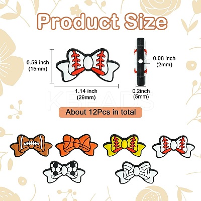 12Pcs 6 Colors Bowknot Food Grade Eco-Friendly Silicone Beads SIL-CJ0002-37-1