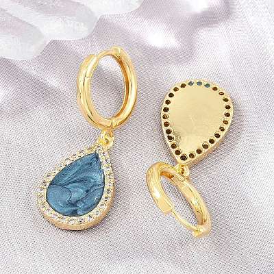 Brass Micro Pave Cubic Zirconia Hoop Dangle Earrings KK-CBA8324-11G-1