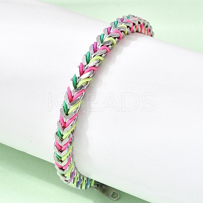 304 Stainless Steel Chain & Nylon Braided Bracelets for Women BJEW-A152-01P-1
