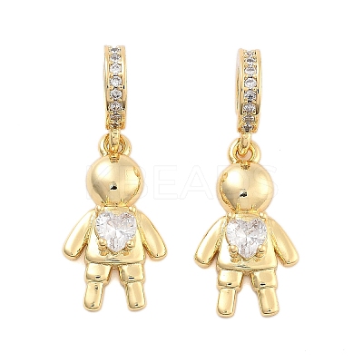 Brass Pave Clear Cubic Zirconia European Dangle Charms KK-U009-08A-G-1