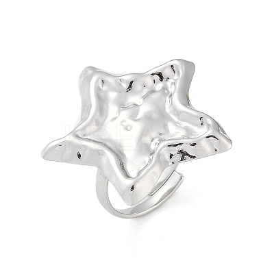 Anti-Tarnish 304 Stainless Steel Star Open Cuff Rings RJEW-M047-06P-1