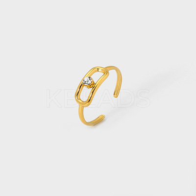 Fashionable Stainless Steel Clear Cubic Zirconia Hollow Rectangle Cuff Rings for Women XE1808-1