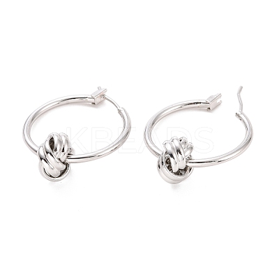Brass Knot Hoop Earrings for Women X-EJEW-A072-19P-1