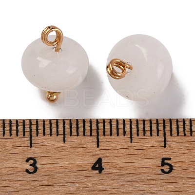 Natural White Jade Saucer Charms with Rack Plating Golden Tone Brass Bails KK-B103-17B-08-1