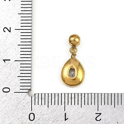 304 Stainless Steel Cubic Zirconia Pendants STAS-L296-12G-1