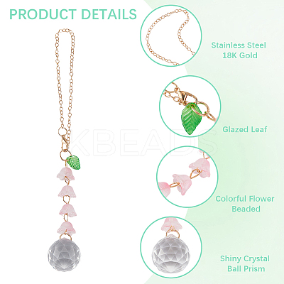Lily of the Valley Lampwork Pendant Decorations AJEW-WH20048-13B-1