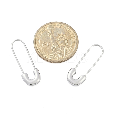304 Stainless Steel Safety Pin Charm Huggie Hoop Earrings for Women EJEW-C096-41P-1