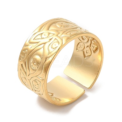 Ion Plating(IP) 304 Stainless Steel Eye Open Cuff Ring for Women RJEW-M149-35G-1