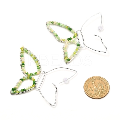 Butterfly Glass Beads Dangle Earrings for Girl Women EJEW-JE04658-03-1