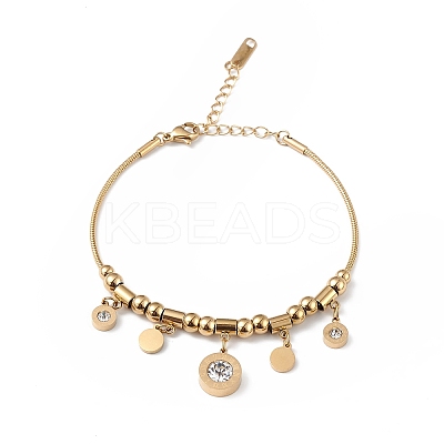 Crystal Rhinestone Roman Number Charm Bracelet BJEW-G669-04G-1