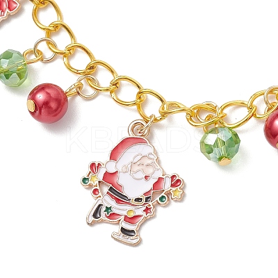 Christmas Alloy Enamel Charm Bracelets BJEW-JB12076-01-1