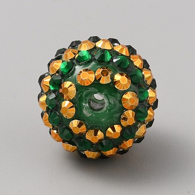 Saint Patrick's Day Theme Chunky Resin Rhinestone Bubblegum Ball Beads LS-RESI-CJC0025-02E-1