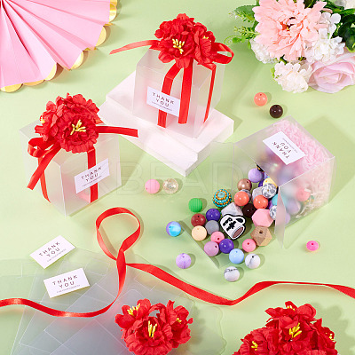Clear PVC Candy Gift Packaging Boxes with Ribbon & Artificial Flower CON-TAC0001-20C-1