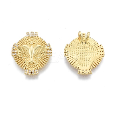 Brass Micro Pave Clear Cubic Zirconia Pendants KK-G431-16G-1