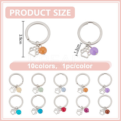10Pcs Natural Malaysia Jade and Alloy Keychain KEYC-DR00008-1