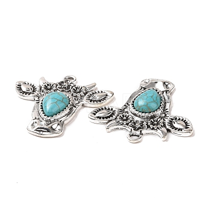 Synthetic Turquoise Pendants PALLOY-K001-046-1