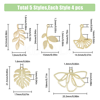 20Pcs 5 Style Alloy Pendants FIND-FH0007-30-1