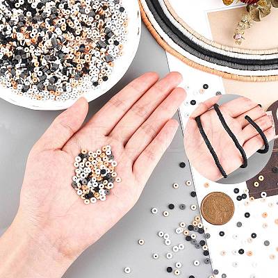 6 Colors Flat Round Handmade Polymer Clay Beads CLAY-PH0001-40B-02-1