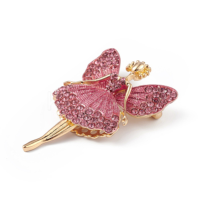 Butterfly Dancer Enamel Pin with Rhinestone LS-JEWB-P016-01G-02-1