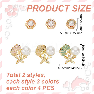 24Pcs 6 Styles Alloy Enamel Cabochons MRMJ-GO0001-06-1