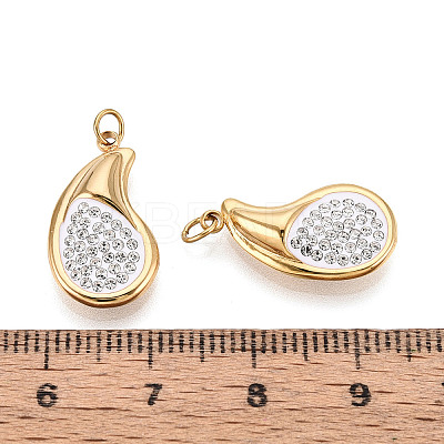 304 Stainless Steel and Handmade Polymer Clay Crystal Rhinestone Pendants STAS-T069-62-1