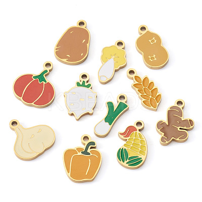 11Pcs 11 Styles Vegetables 304 Stainless Steel Enamel Charms STAS-TA0005-46-1