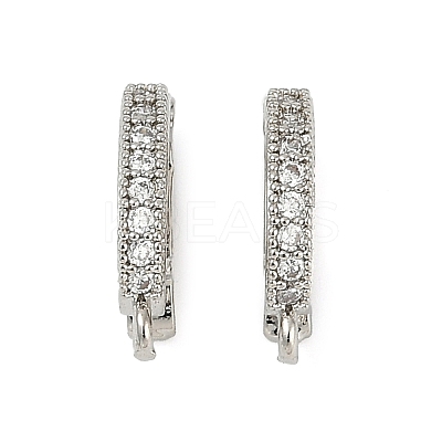 Oval Brass Micro Pave Clear Cubic Zirconia Fold Over Clasps KK-H202-12P-1