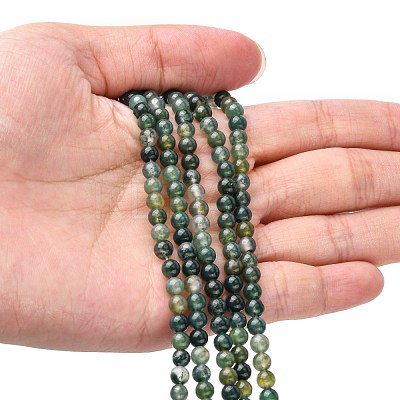 Natural Moss Agate Beads Strands X-GSR4mmC001-1