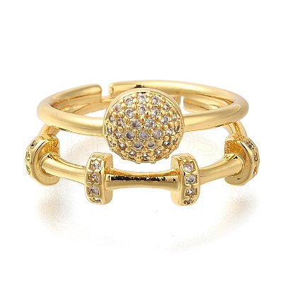 Adjustable Rack Plating Brass Micro Pave Cubic Zirconia Rings for Women RJEW-S244-01G-A-1